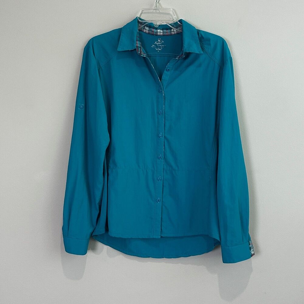 KÜHL Response Shirt Womens Large Teal Hiking Travel Roll Tab Outdoor Gorpcore
